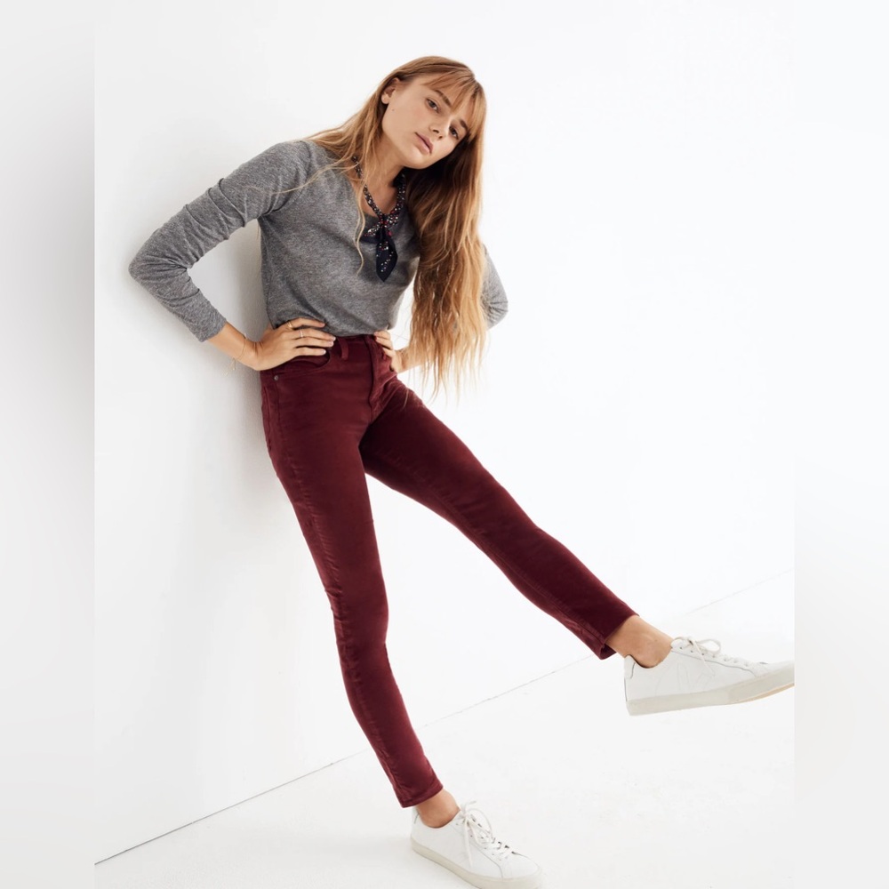 Madewell size 28 10" high-rise skinny jeans: stretch velvet edition
